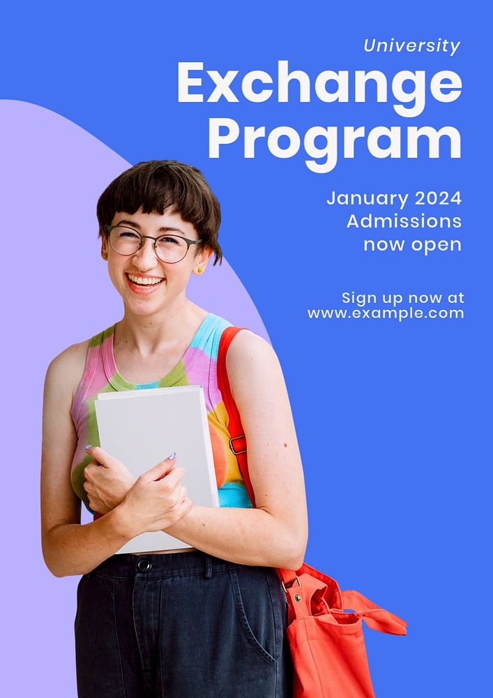 Exchange program poster template, editable text and design