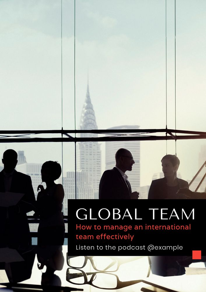 Global team poster template, editable text and design