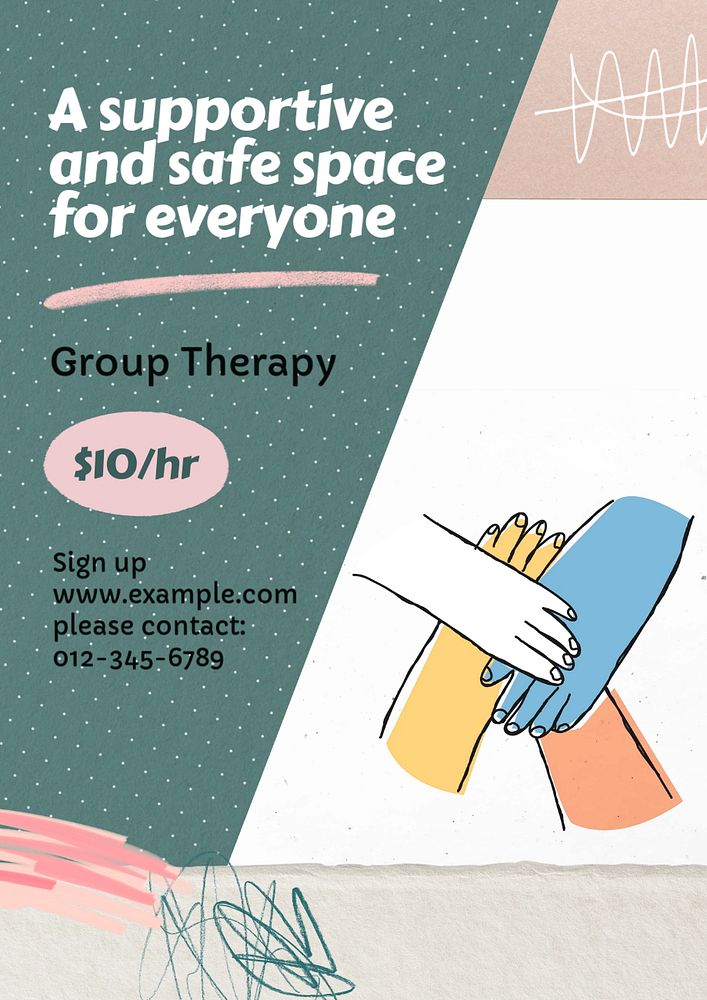 Group therapy poster template, editable text and design