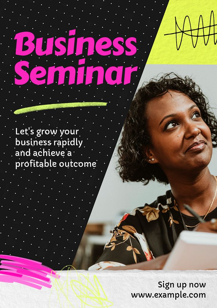 Business seminar poster template, editable text and design