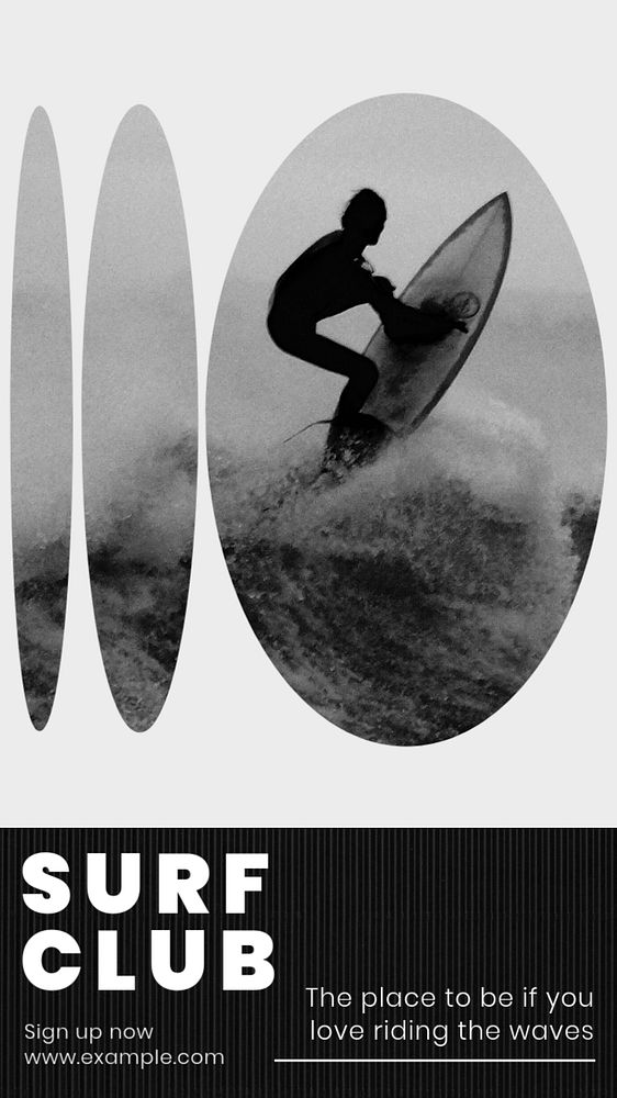 Surfing club Facebook story template, editable design