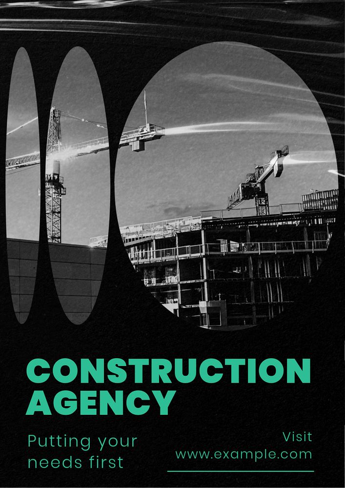 Construction agency poster template, editable text and design