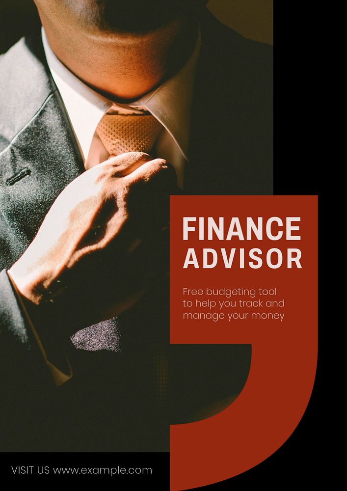 Finance advisor poster template, editable text and design