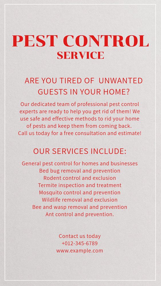 Pest control service Instagram story template, editable text