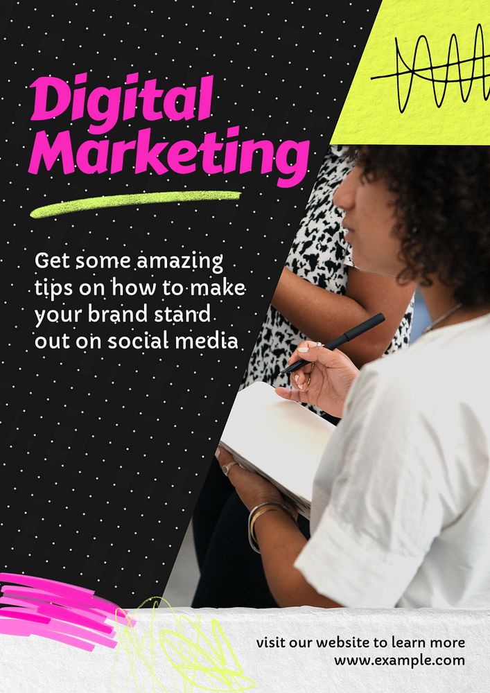 Digital marketing poster template, editable text and design