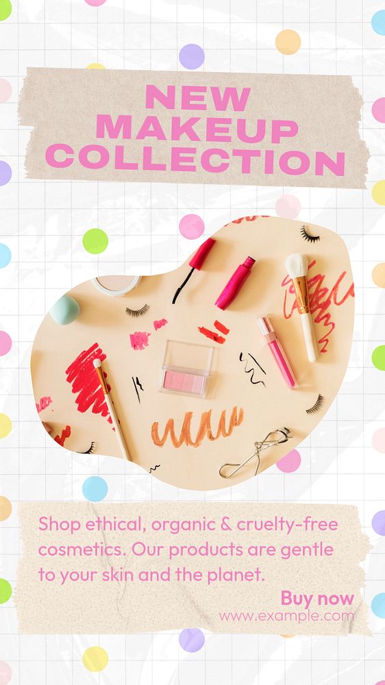 New makeup collection  Instagram story template, editable text