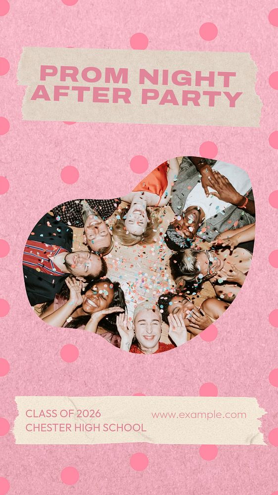 Prom night Instagram story template, editable text