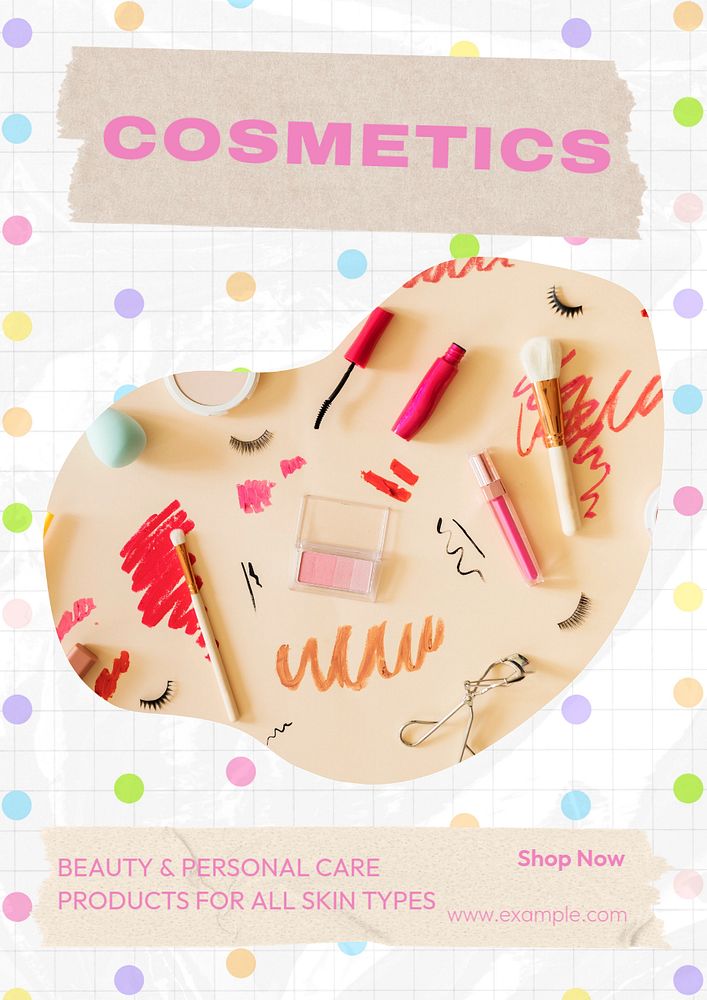 Cosmetics poster template, editable text and design