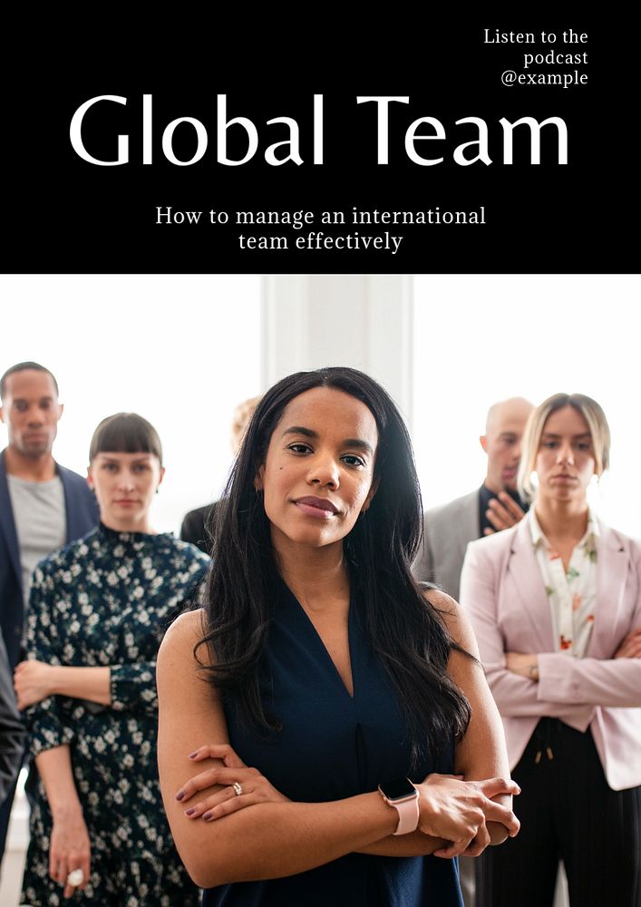 Global team poster template, editable text and design