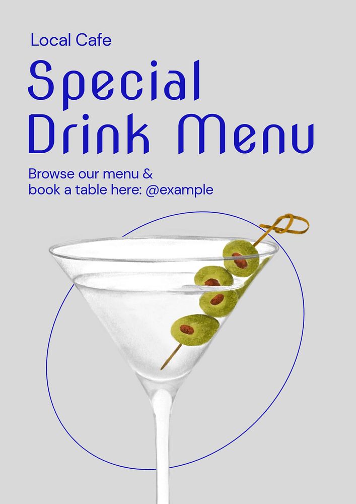 Special drink menu  poster template, editable text and design