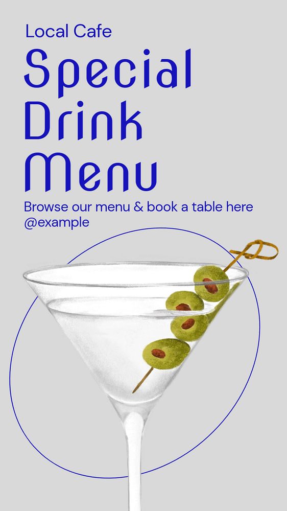 Special drink menu  Instagram story template, editable text