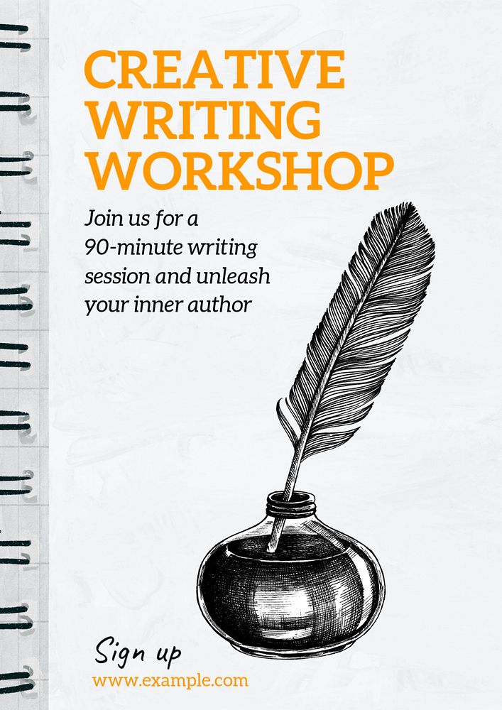 Writing workshop  poster template, editable text and design