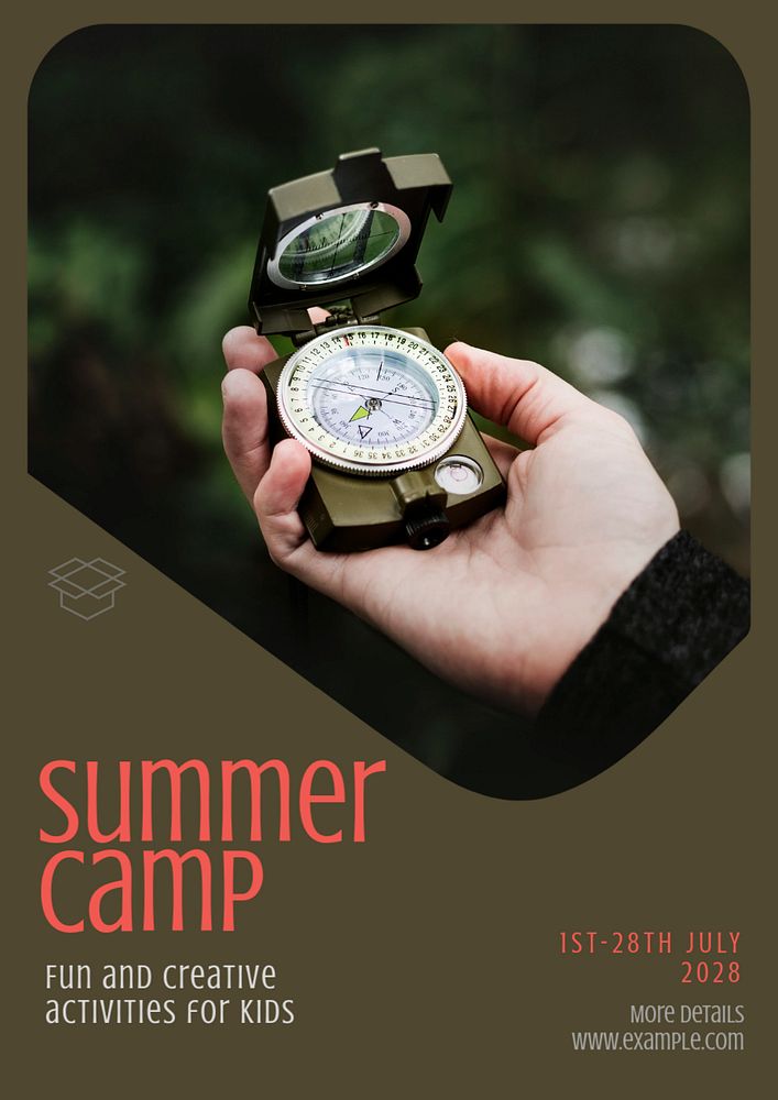 Summer camp poster template, editable text and design