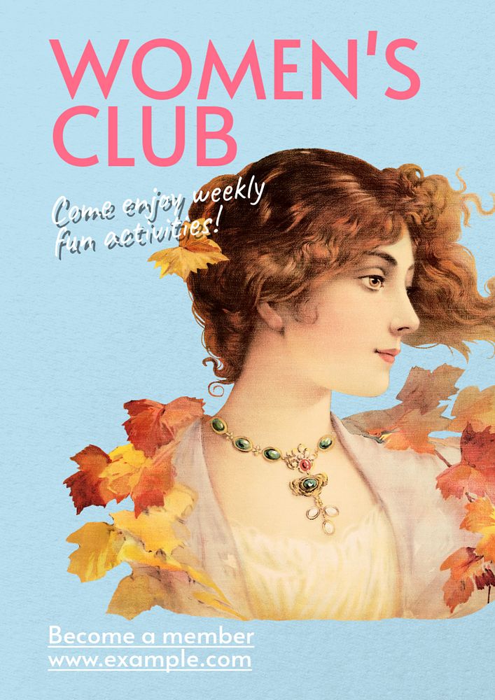 Women's club  poster template, editable text and design