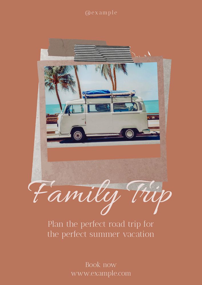 Family trip poster template, editable text and design