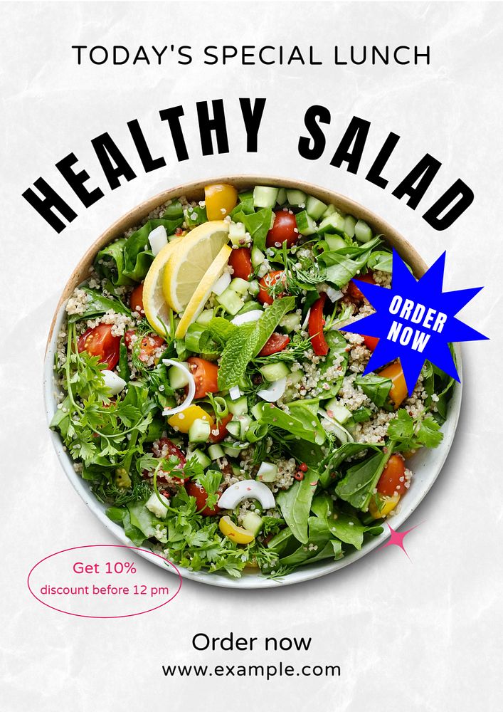 Healthy salad  poster template, editable text and design