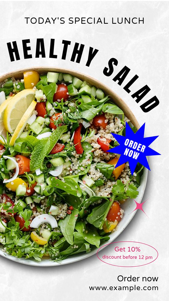 Healthy salad  Instagram story template, editable text