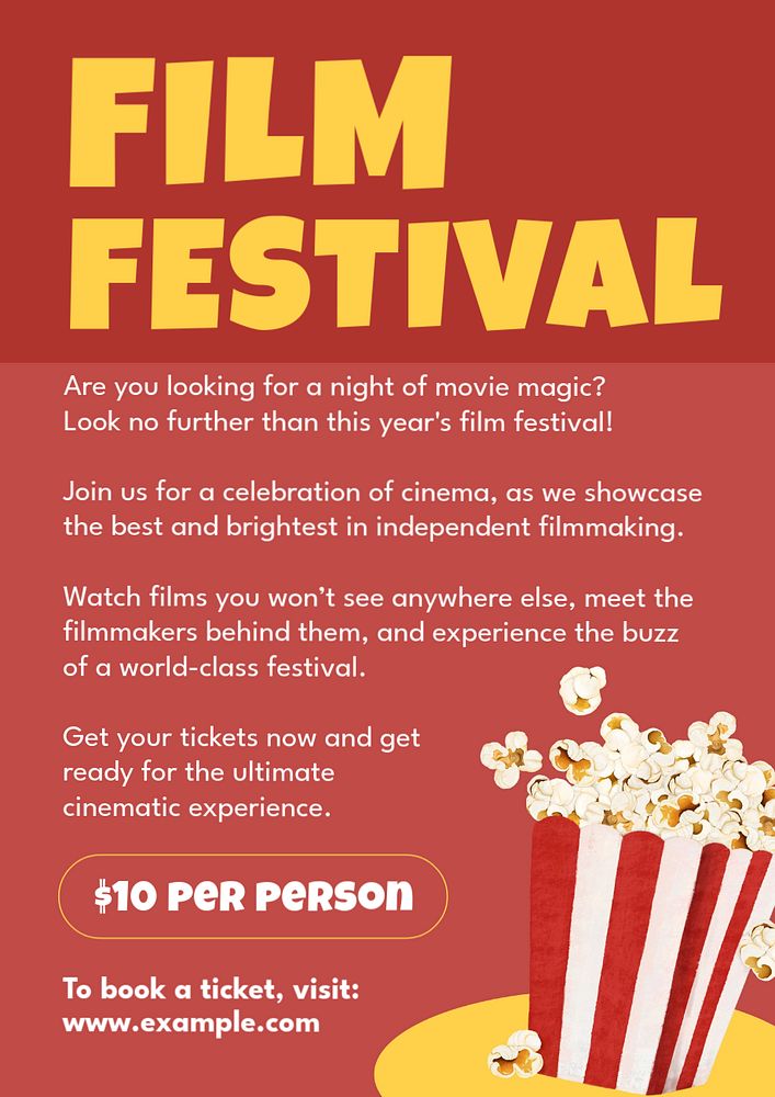 Film festival poster template, editable text and design