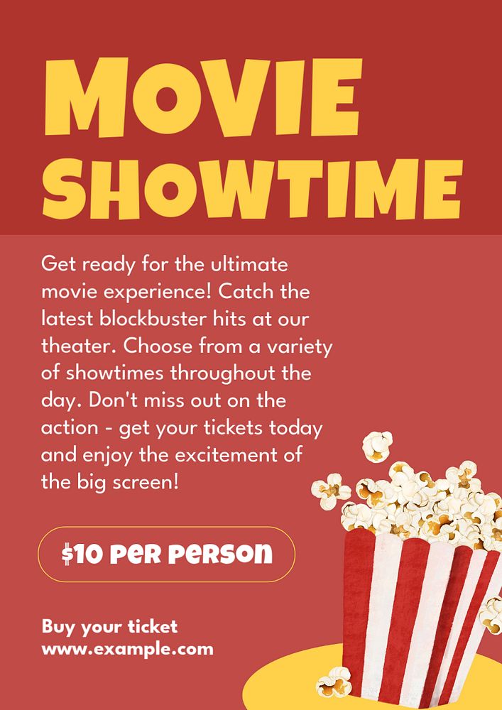 Movie showtime poster template, editable text and design