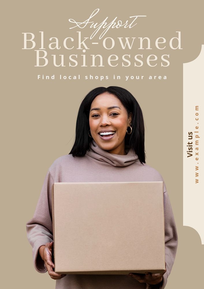 Support black-owned business  poster template, editable text and design