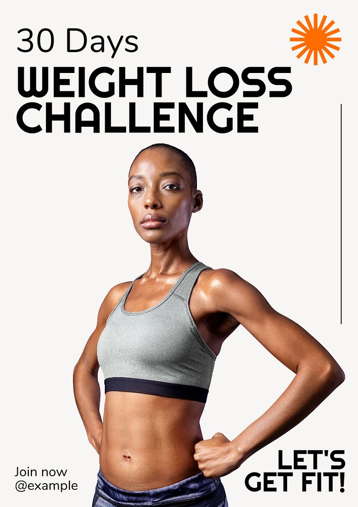 Weight loss challenge poster template, editable text and design