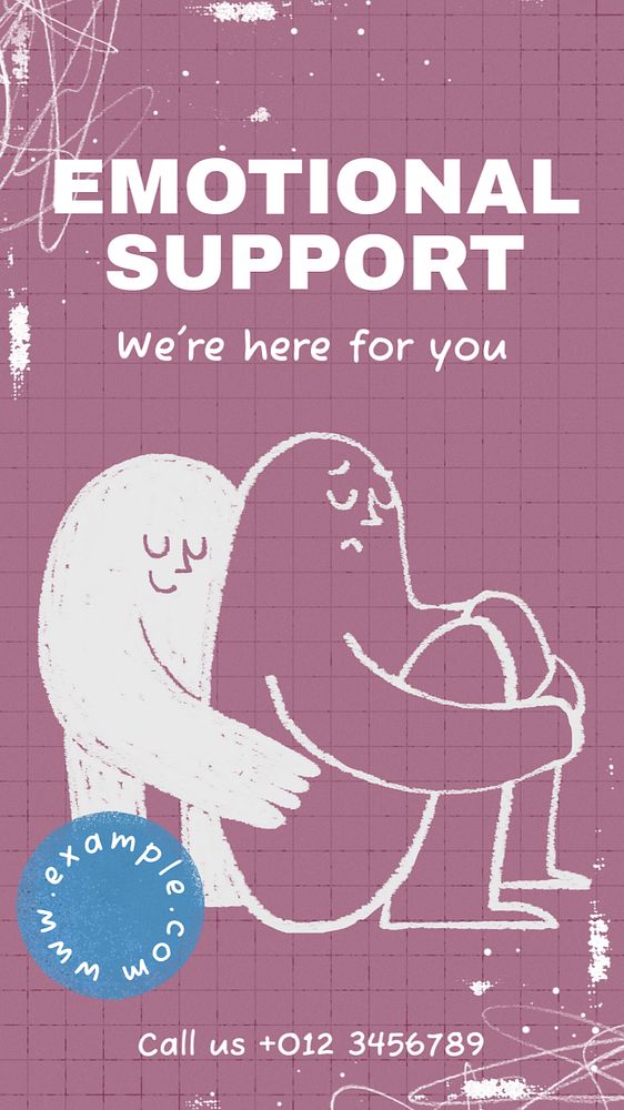 Emotional support  Instagram story template, editable text