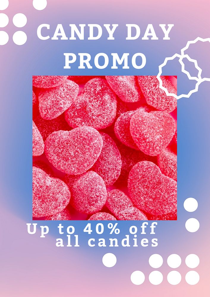 Candy day promo  poster template, editable text and design