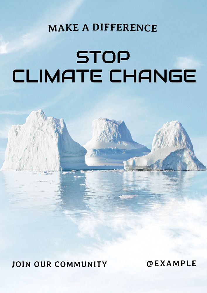 Stop climate change  poster template, editable text and design