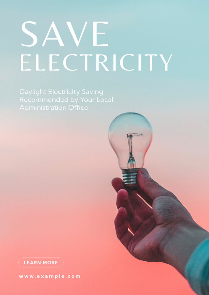 Save electricity poster template, editable text and design