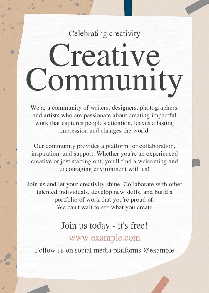 Creative community poster template, editable text and design