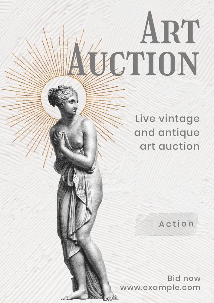 Art auction  poster template, editable text and design