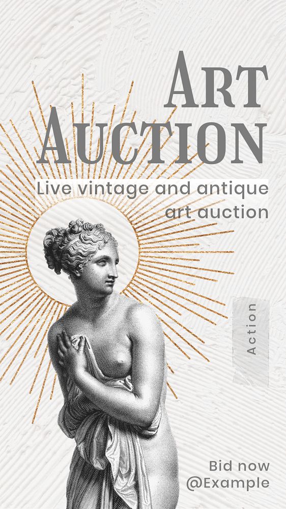 Art auction  Instagram story template, editable text