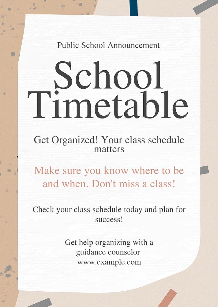 School poster template, editable text and design