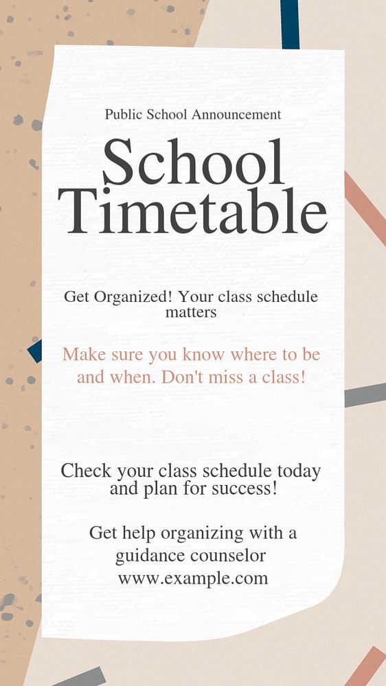 School Instagram story template, editable text