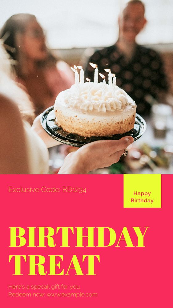 Birthday promotion Instagram story template, editable text