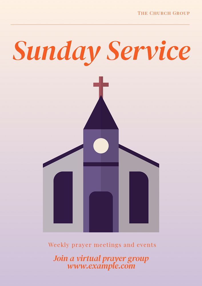 Sunday Service poster template, editable text and design