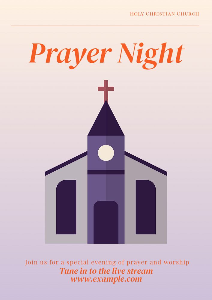 Prayer night poster template, editable text and design