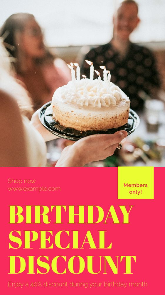 Member's birthday discount Facebook story template, editable design