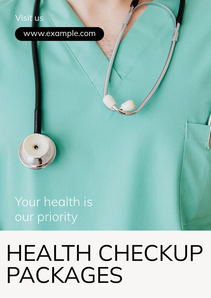 Health checkup packages poster template, editable text and design