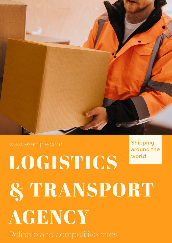 Logistic & transport poster template, editable text and design