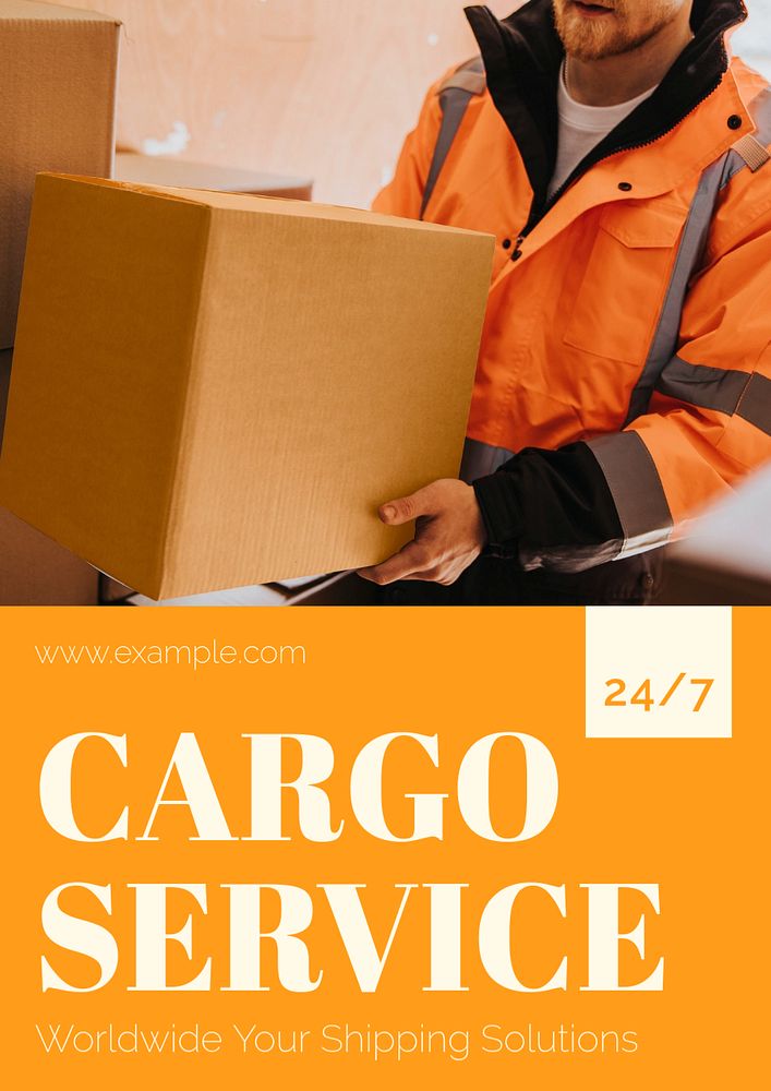 Cargo service poster template, editable text and design