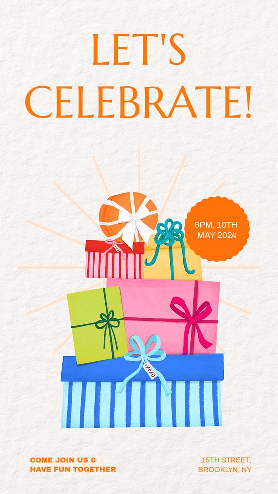 Let's celebrate! Instagram story template, editable text