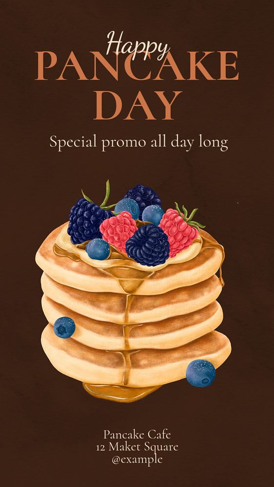 Pancake day Instagram story template, editable text