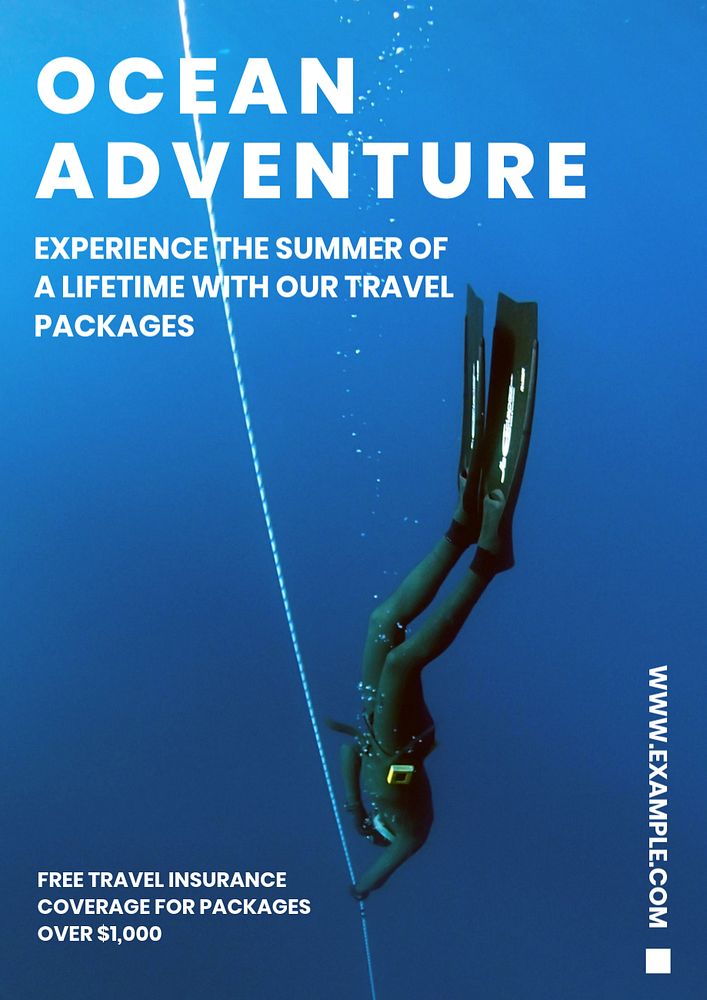 Ocean adventure poster template, editable text and design