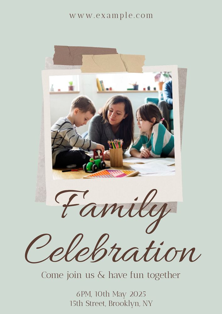 Family celebration poster template, editable text and design