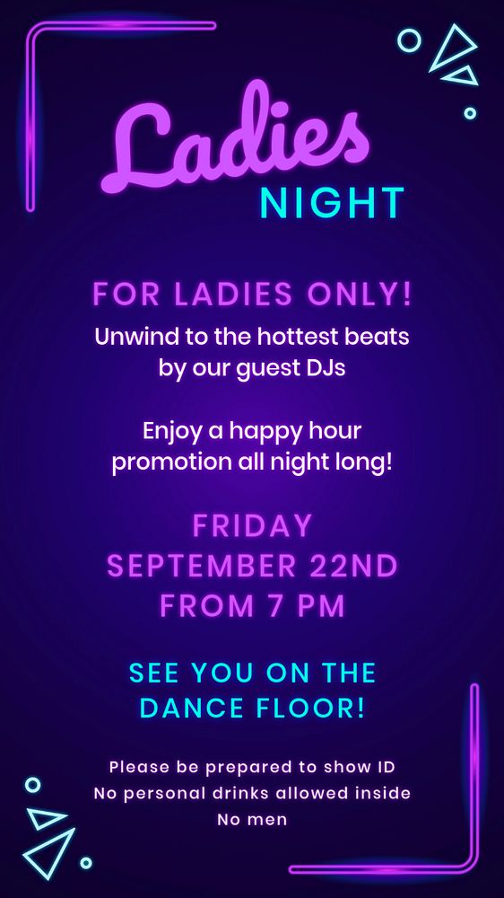 Ladies night Instagram story template, editable text