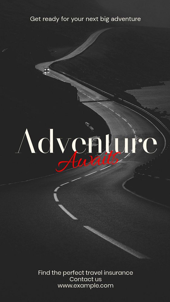 Adventure awaits Instagram story template, editable text