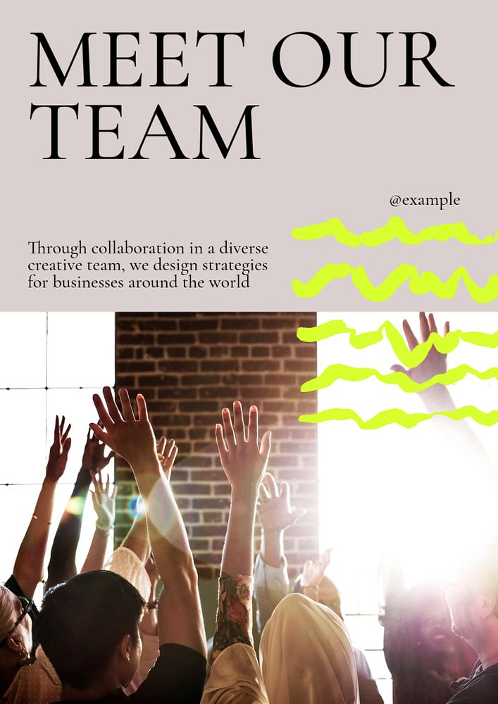 Meet our team  poster template, editable text and design