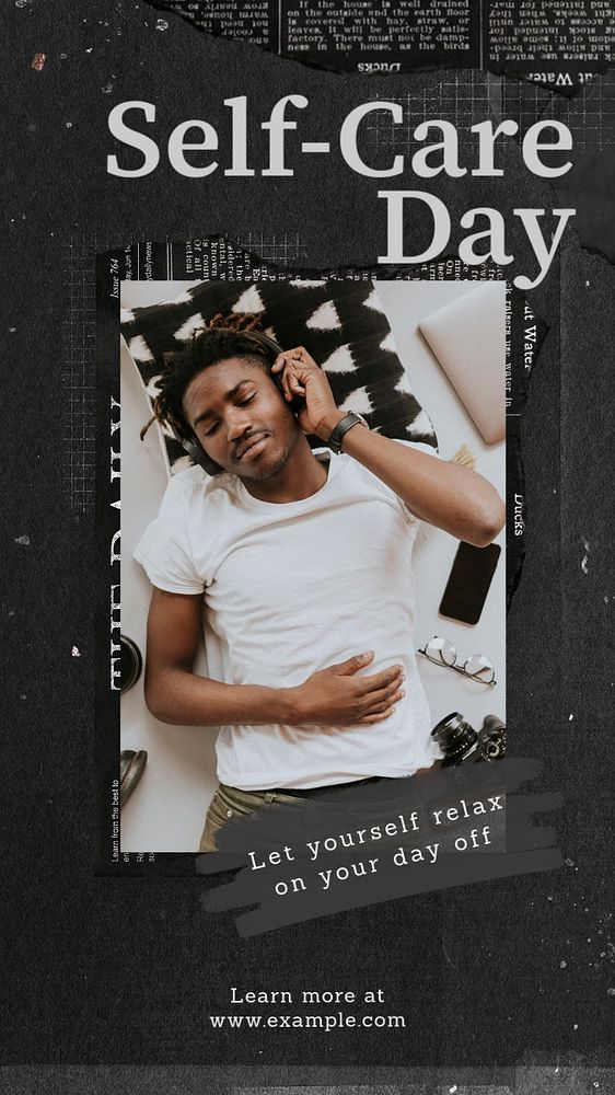 Self-care day Instagram story template, editable text