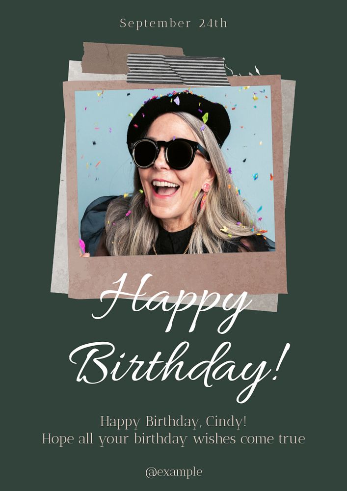 Happy birthday poster template, editable text and design